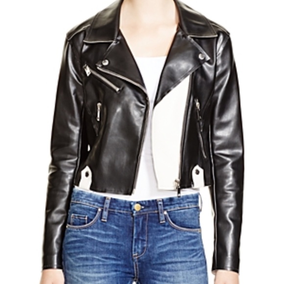 Blank NYC Jackets & Blazers - Black White BLANKNYC Faux Leather Moto Jacket - XS